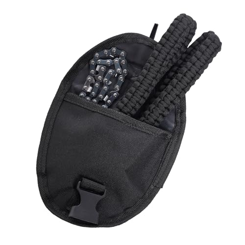 Sucrain Pocket Chainsaw with Paracord Handle, Folding Chain Hand Saw, Emergency Outdoor Survival Gear for Camping, Hunting, Hiking, Cutting Wood & Tree (Black paracord, 11 Teech, 24''Long) - style: Black paracord, 11 Teeth, 24'' Long
