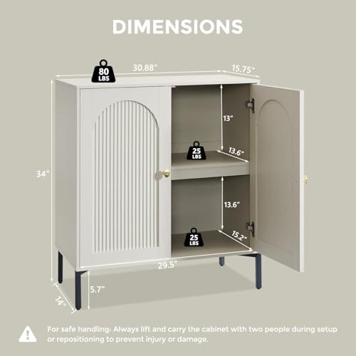 IFGET 92.63" W Modern Arched Sideboard Buffet Cabinet with Storage, Cream - color: Cream, size: 3 Pieces