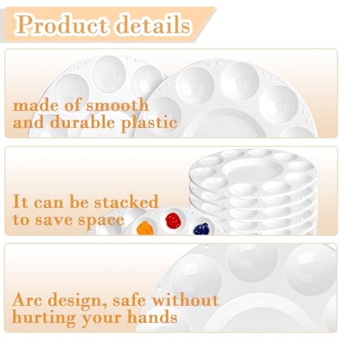 15 Pcs Plastic Paint Palette Trays 6.7x6.7 Inch - Paint Holder & Paint Pallets for Kids Adults, Acrylic Watercolor Oil Paint Tray Palette, Reusable Mini Paint Trays for Art Class, Parties, DIY