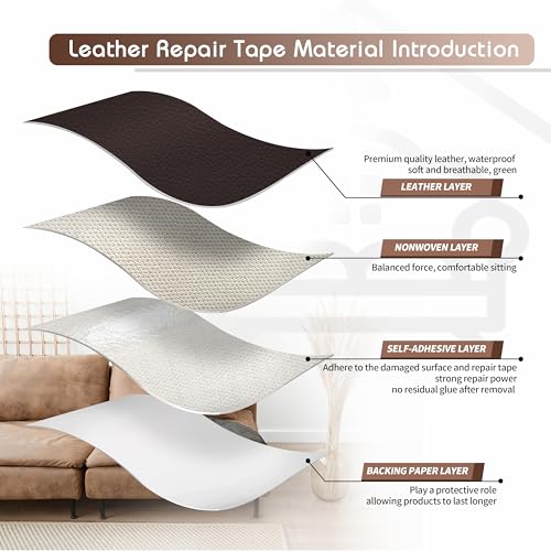 KING MOUNTAIN Leather Repair Patch,2 Packs 9 x 11 Inches self Adhesive Leather Repair Tape for Damaged Leather Furniture, Sofa Seating,Car Seats, Leather Goods(Dark Brown) - color: Dark Brown, size: 9" x 11"