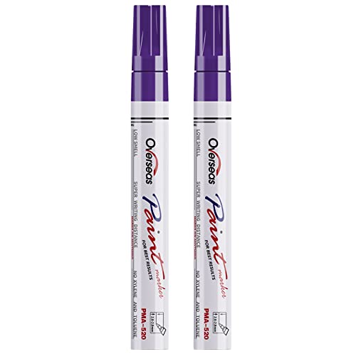 Overseas Purple Paint Pens Permanent Markers, 2 Oil Based Paint Makrers - color: Purple
