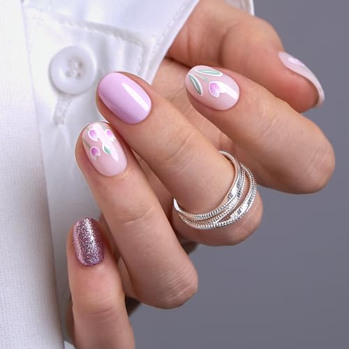 CurvLife Extra Short Square Press On Nails, Tulip Whisper Nude, Soft Gel - color: C9 - Tulip Whisper