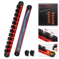 SEDY Magnetic Screwdriver Organizer and Wrench Organizer, 14-Slot Screwdriver and Wrench Holder, Magnetic Aluminum Rail Tool Organizer for Tool Box Drawer Wall-Mount Storage, Red (Tools not Included) - style: 1-Pack Red (14-Slot)