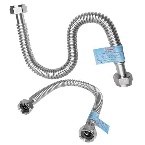 2 PACK,36 inch Length Hot Water Heater Hose 1"FIP x 1" FIP Water Line,Stainless Steel Flexible Corrugated Water Heater Connector, 1 Inch Water Softener Flex Pipe Hose (0.7"ID) - size: 1"FIPx1"FIP, 36"L(0.7"ID)