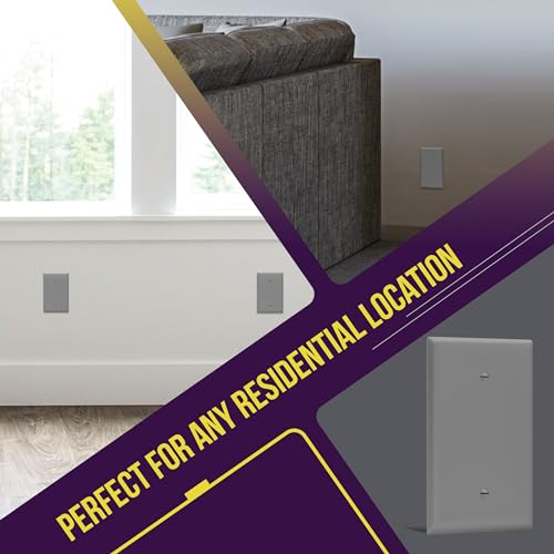 ENERLITES Blank Device Wall Plate, Jumbo Blank Cover, Gloss Finish, Oversized 1-Gang 5.5" x 3.5", Polycarbonate Thermoplastic, 8801O-GY-10PCS, Gray, 10 Pack - color: Gray, size: Over-Size