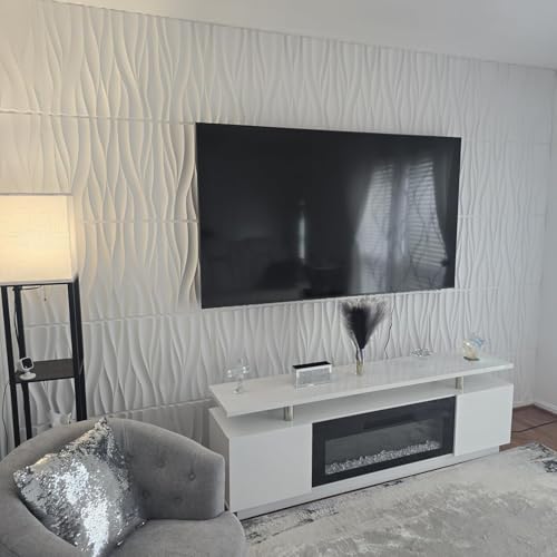 STICKGOO Wave 3D Wall Panels, White, 19.7" x 19.7", 12 Pack - color: White