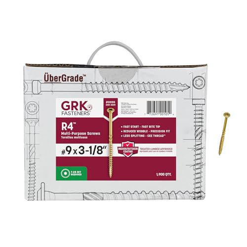 GRK Fasteners R4™ #9 x 3-1/8" Multi-Purpose Framing Screws, 1900 PCS - size: #9x3-1/8" 1900 count