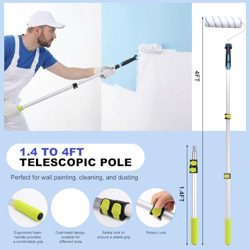 18 PCS Paint Roller Kit with Extension Pole