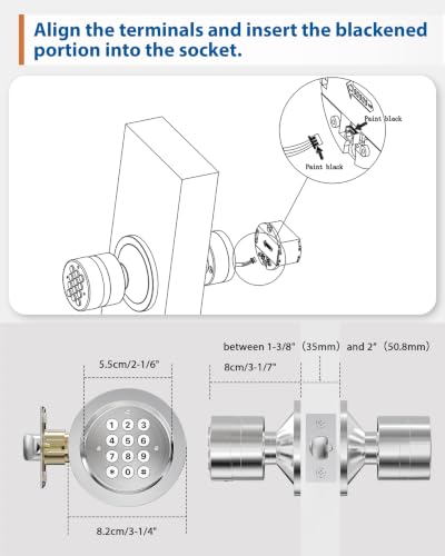 Keyless Entry Door Lock, Door Knob with Keypad, Smart Code Door Lock, Mute Mode, Passage Function, Easy to Install, Satin Nickel - size: Satin Nickel 1 Pack