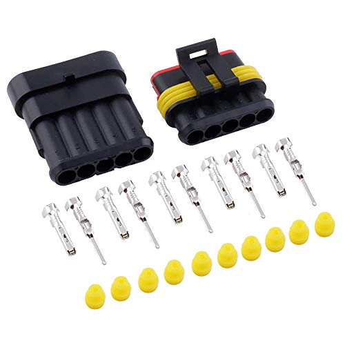 MUYI 10 Kits 5 Pin Way Electrical Connectors for 20-16 AWG Wire Cable 10A - style: 5pin connector(10 sets)