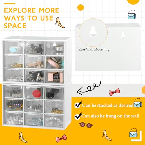 Wenqik 2 Pcs Mini Storage Drawers, White - color: White