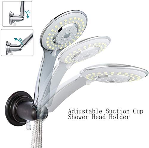JiePai Suction Cup Shower Head Holder-Adjustable,Oil Rubbed Bronze | 20° adjustable angle,Removable,No-drill wall mount,fits 3/4 handheld,Works on tile glass metal,For bathroom/RV - color: Adjustable Holder-Oil Rubbed Bronze