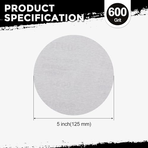 50Pcs Sanding Discs 5In 600Grit Hook and Loop Sandpapers White - color: White, size: 5 Inch(600 Grit)