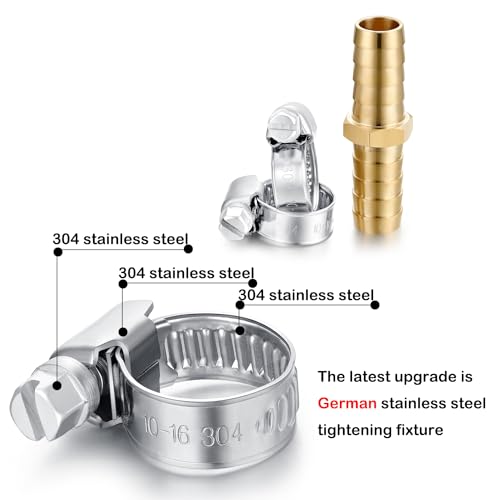 Solid Brass Garden Hose Repair Connector with Clamps Hose Repair Kit, 1/2"Barb Garden Hose Fittings (1/2"Barb-3 Set) - color: 1/2"Barb-3 Set