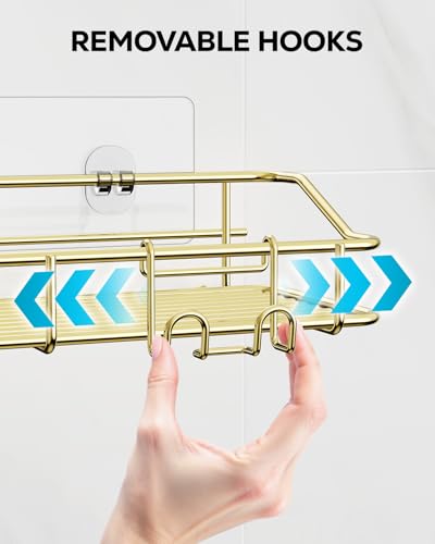 Nieifi Shower Caddy Adhesive, Shower Shelves, Shampoo Holder for Bathroom - color: Gold, size: 2 Pack
