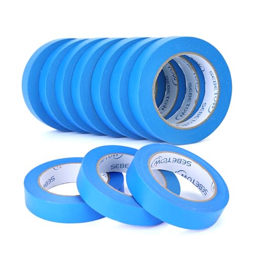 10Rolls Painters Tape 1 inch Wide Bulk Blue Masking Tape for Painting 55yds - size: 1 inch × 10 Rolls