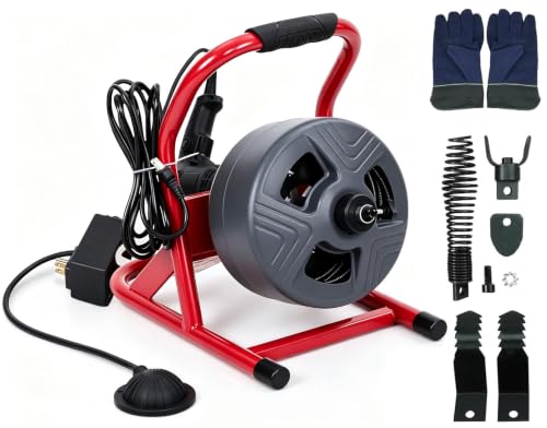 HoldwellS Drain Cleaner Machine 50Ft x 5/16", Electric Drain Auger Snake - color: 50FT 5/16inch (Manual Feed)