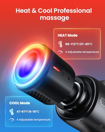 RENPHO Active Thermacool Massage Gun Deep Tissue with Heat & Cold, 5 Speeds - color: Black