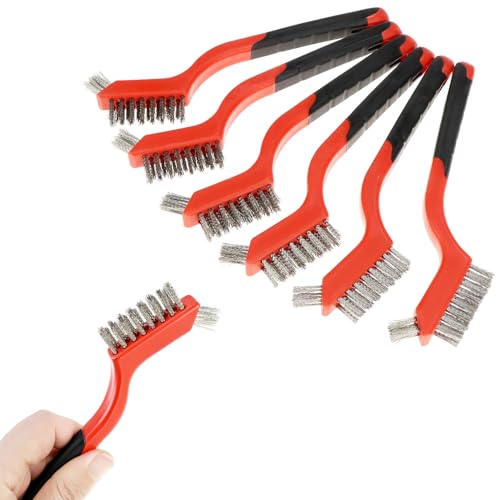 QWORK Wire Scratch Brush Set, 18 Pack Stainless Steel Wire Cleaning Brush with Soft Grip for Removal of Rust, Dirt, Paint