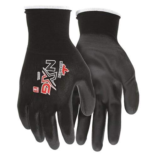 MCR Safety Coated Gloves, Polyurethane, Smooth, Palm, 4 Abrasion Level, Black, L (9) 1 PR 9669L - 1 Each