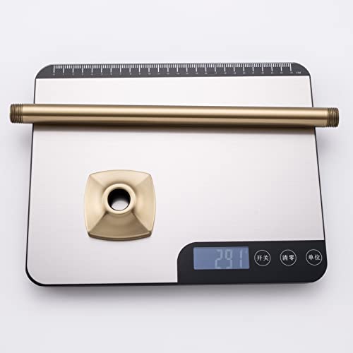 Ceiling Mount Shower Arm with Flange, 12 Inch(300mm) Shower Arm, Brushed Gold Straight,SW-91038-12BG. - color: R-angle Square Flange-12" Brushed Gold