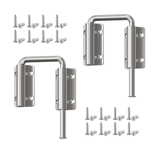 Upgraded Sliding Door Loop Lock, Gate Latches, Silver-2PCS - color: Silver-2PCS