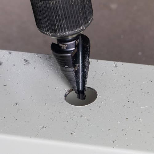Klein Tools KTSB11 Step Drill Bit #11 Double-Fluted 7/8 to 1-1/8-Inch with Easy-to-Read Markings and Targets, 3/8-Inch Hex Shank - size: 7/8 to 1-1/8-Inch, style: Standard
