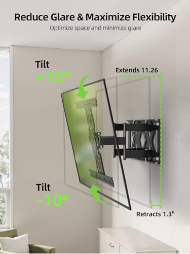USX MOUNT Ultra Slim TV Wall Mount 37-75 Inch TVs Mount with Swivel and Tilt, Low Profile Full Motion Bracket with Articulating Dual Arms, Up to VESA 400X400 mm Max 16" Wood Studs, Holds 99lbs - size: 35-75 inch