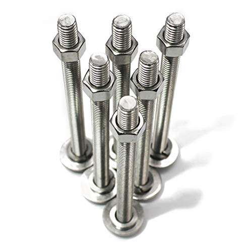(5 Sets) 5/16-18x4 Stainless Steel Hex Head Screws Bolts, Hex Machine Nuts, Fender Flat Washer& Split Lock Washers, 18-8 (304) S/S, Fully Threaded by Bolt Fullerkreg - size: (5 Sets) 5/16x4"