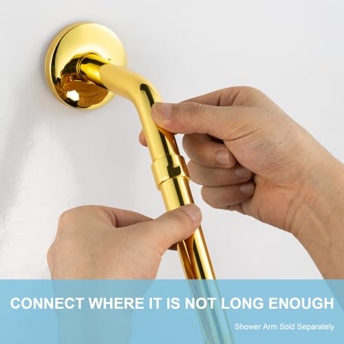 OFFO Shower Head Extension Arm, Shower Arm Extension Shower Head Extender Made of 304 Stainless Steel Shower Pipe Extension, Bright Gold 10 in - color: Bright Gold, style: 10 in