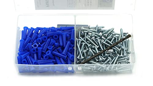 CONFAST® #6-8 Plastic Conical Blue Bantam Drywall Wall Anchor Kit PAK68, Includes (100) Anchors, (100) Screws and (1) Drill bit (201 Pieces) - size: #6 #8