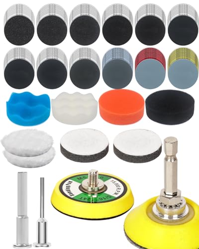 2 Inch Sanding Discs Drill Polishing Kit, 133PCS Car Headlight Restoration Kit, Hook & Loop Wet Dry Buffing Pads for Rotary Tools, Dremel Sanding Bits Attachment for Aluminum Resin Metal Glass - style: 2 Inch