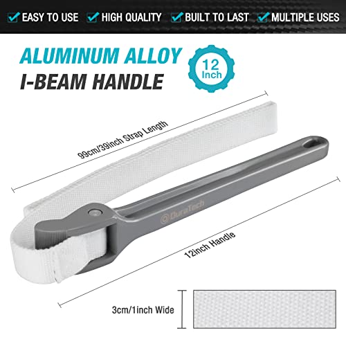 DURATECH Strap Wrench 12" Handle, Adjustable Nylon Strap Pipe Wrenches - color: Grey, size: 12 Inch