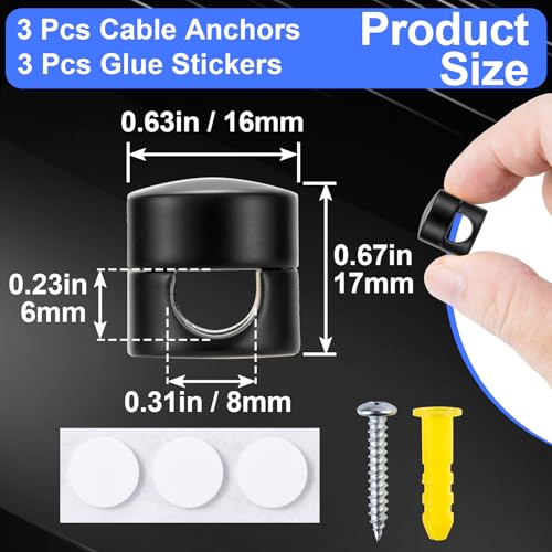 SmallCat 3 Sets Charger Holders for Cords, Matte Black Metal Cord Holder - color: Matte Black, size: 3 Sets