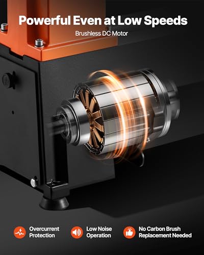 VEVOR Wood Lathe, 6Amp 1 HP Benchtop Wood Lathe Machine with 150 to 3800 RPM Variable Speed 12 x 18" Workbench Brushless DC Motor Cast Iron Construction for Beginners DIY Enthusiasts Woodworking - size: 12" x 18"-1 HP