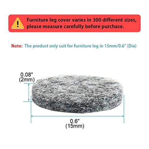 uxcell Furniture Pads Round Self-Stick Non-Slip Anti-Scratches Felt Pads Floors Protector 15mm Dia 40pcs for Home Gray - color: Grey