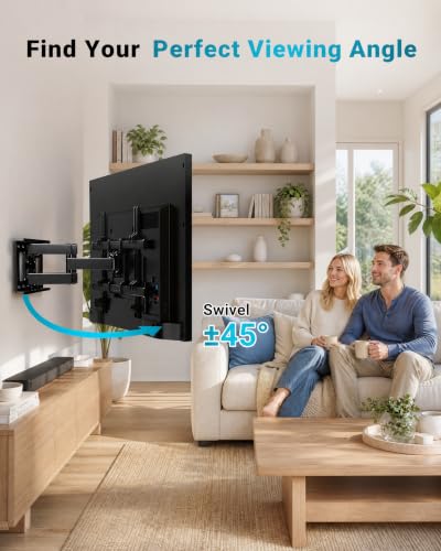 BONTEC Full Motion TV Wall Mount for 37-85 Inch TVs, Heavy Duty Swivel Tilt - size: 37-85 Inch