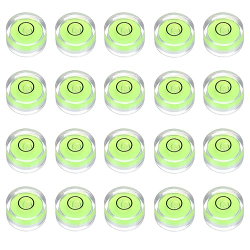 HARFINGTON 20pcs Circular Bubble Spirit Level 15x8mm Mini Round Bubble Spirit Level Little Measuring Layout Tools for TV Industrial Carpentry Picture Frame, Green/Black - color: Green/Black, size: 15x8mm