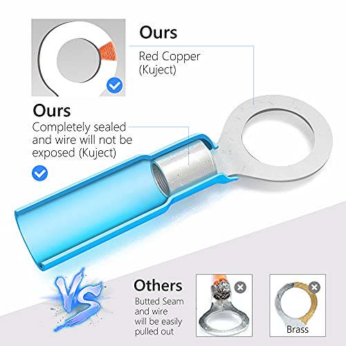 Kuject 450PCS Heat Shrink Wire Connectors, Multipurpose Waterproof Electrical Wire Terminals kit, Insulated Crimp Connectors Ring Fork Spade Butt Splices for Automotive Marine Boat Truck