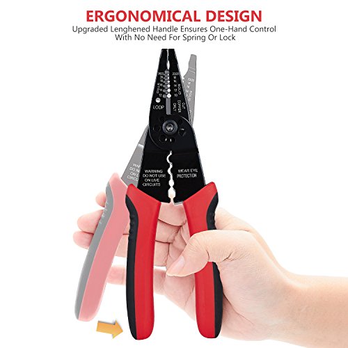 WGGE WG-015 Professional Wire Stripper, Wire Cutter and Wire Crimper 8-inch