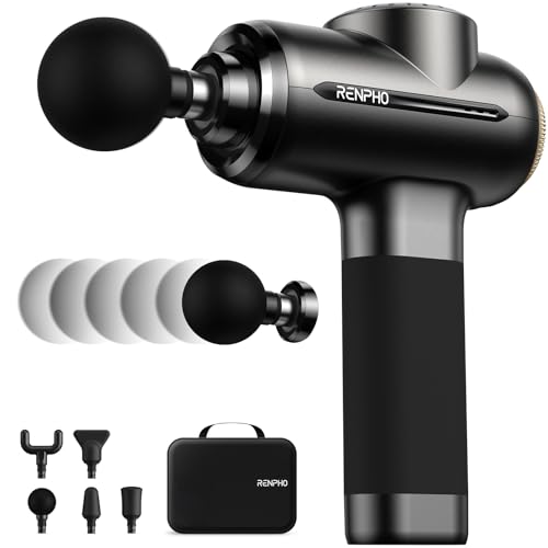 RENPHO Active Evo Massage Gun, Gifts for Men Women Deep Tissue Back Handheld Massage with 8-12mm Amplitude Heavy-Duty, FSA Approved Percussion Professional Muscle Massager Gun for Athtetes HSA - color: Midnight Black