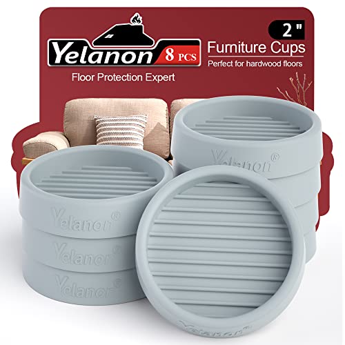 Yelanon Furniture Coasters 8 Pcs 2" Round Gray Caster Cups for Hardwood - size: 8pcs 2" Round Grey