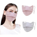 2Pcs UV Face Mask, Sun Masks for Women, Cooling Breathable Face Cover for Outdoors, Washable Reusable - color: Pink, Light Grey