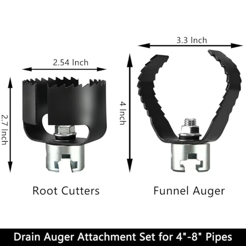 3-Piece Drain Auger Attachment Set 1-3/16" (30MM) for 4"-8" Pipe Cleaning – Includes Spiral Cutter, Grease Cutter, and Pin Key, Compatible with 1-1/4”,6/5” and 1-1/2”Cable - style: 30mm