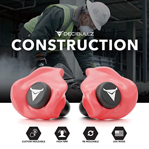 Decibullz Custom Molded Ear Plugs, 31dB NRR Shooting Ear Protection (Red) - color: Red