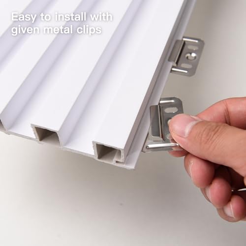 Art3d 96 x 6 Inch WPC Wood Diffuser Slat Wall Panel, 8-Pack, Matte White - color: Matte White, size: 96*6