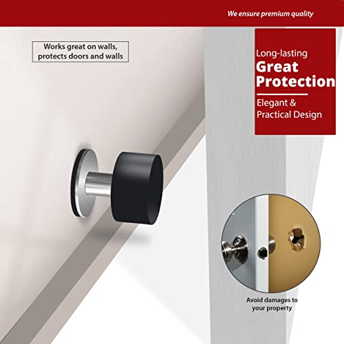 Door Stopper with Extra Sticker, Self-Adhesive Door Stop with Black Rubber Bumper & Stainless Steel Body - Heavy Duty Door Knob Wall Protector Sound Dampening for Home & Office Use - style: 1 Pack White