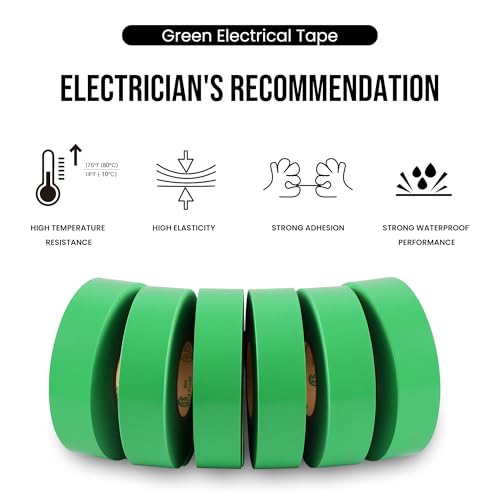 Lichamp 10-Pack Light Green Electrical Tape Waterproof, 3/4 in x 66ft, UL