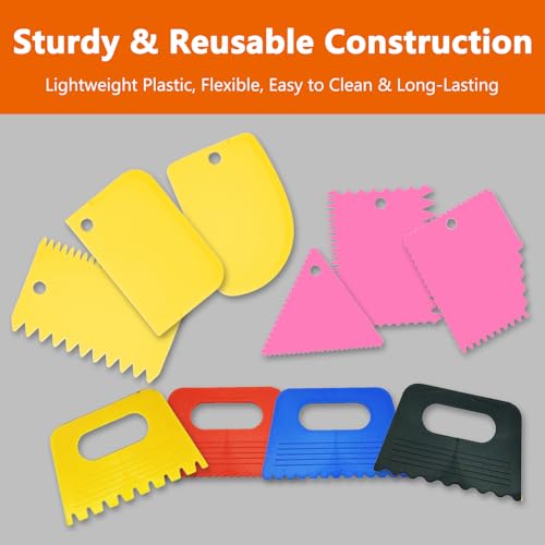 10Pcs Textured Art Supplies Comb Scraper Tool Kit Plastic Smoother and Scrappers for Decorating Designs Ruffle Spacing Tools Scrapers for DIY Graffiti Oil Painting Creative Texture Work