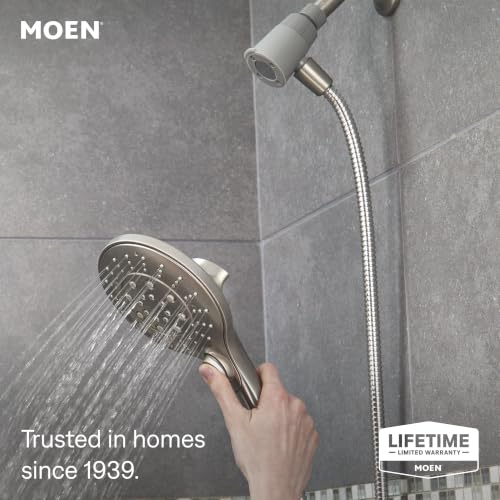Moen Engage Spot Resist Brushed Nickel Six-Function 5.5-Inch Removable Handheld Showerhead with Magnetic Docking System, 26112SRN - color: Spot Resist Brushed Nickel, size: 5.5-Inch